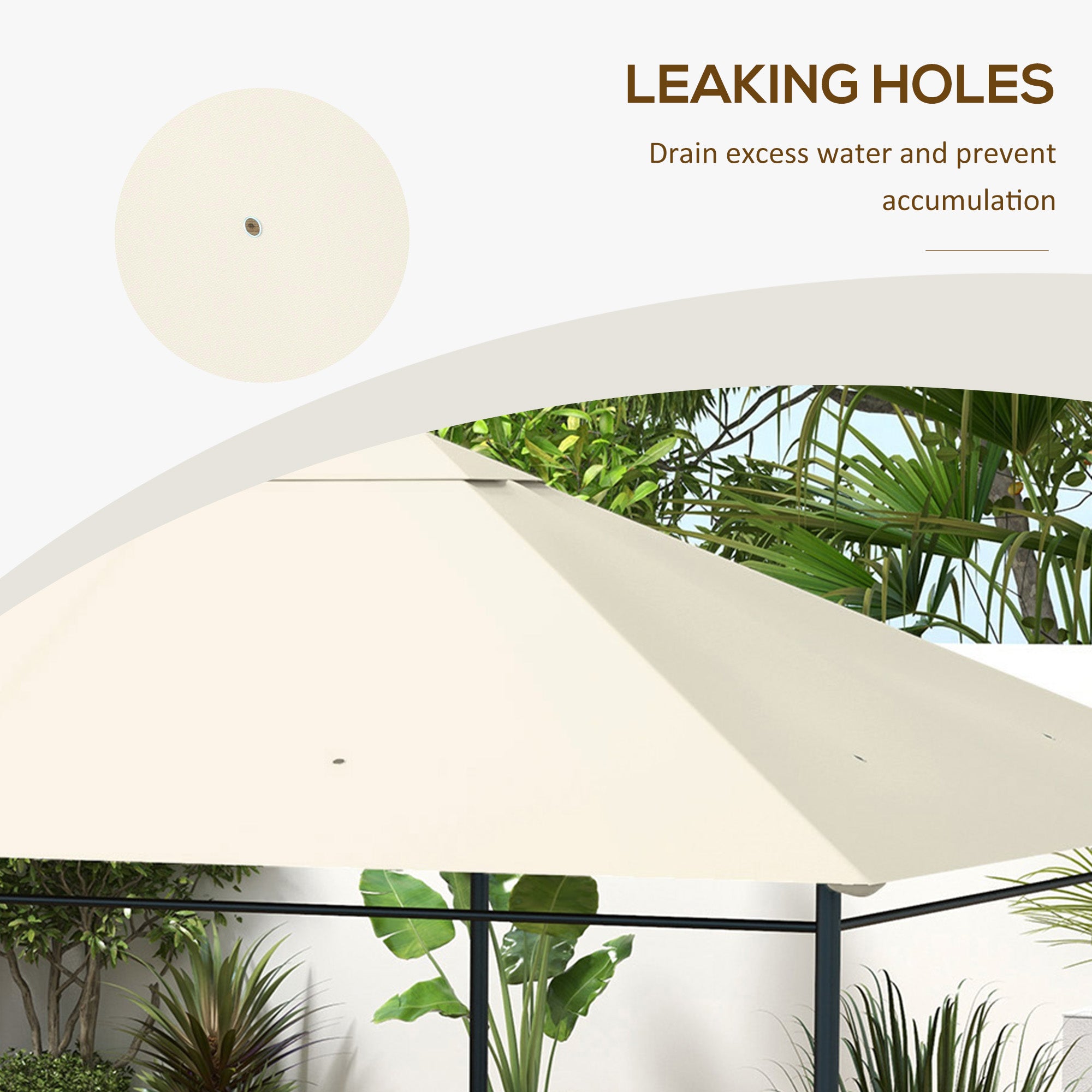 Outsunny 3 x 4m Gazebo Canopy Replacement Cover, Gazebo Roof Replacement (TOP COVER ONLY), Cream White 