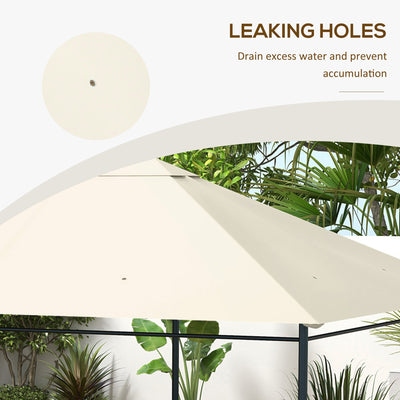 Outsunny 3 x 4m Gazebo Canopy Replacement Cover, Gazebo Roof Replacement (TOP COVER ONLY), Cream White 