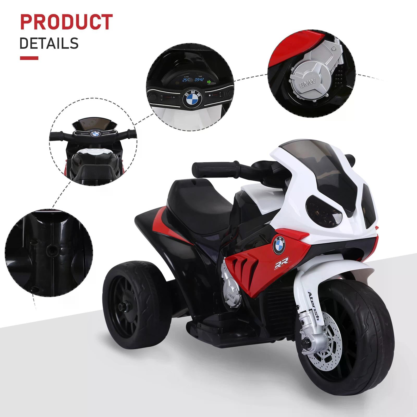 HOMCOM Electric Motorbike for Kids Ride on BMW Motorbike W/Headlights and Music, 6 V-Red 