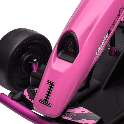 HOMCOM 24V Electric Go Kart for Kids, Drift Ride-On Racing Go Kart with 2 Speeds, for Boys Girls Aged 8-12 Years Old, Pink 