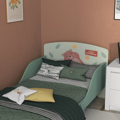 ZONEKIZ Toddler Bed Frame, Kids Bedroom Furniture for Ages 3-6 Years, Green 