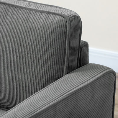 HOMCOM Small Two-Seater Corduroy Sofa - Grey 