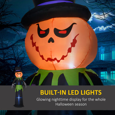 Outsunny 8ft Light-Up Pumpkin Man Halloween Decoration 