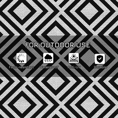 Outsunny Reversible Outdoor Rug, Plastic Straw Mat w/ Carry Bag Ground Stakes for Garden RV Picnic Beach Camping 182x274cm Black 