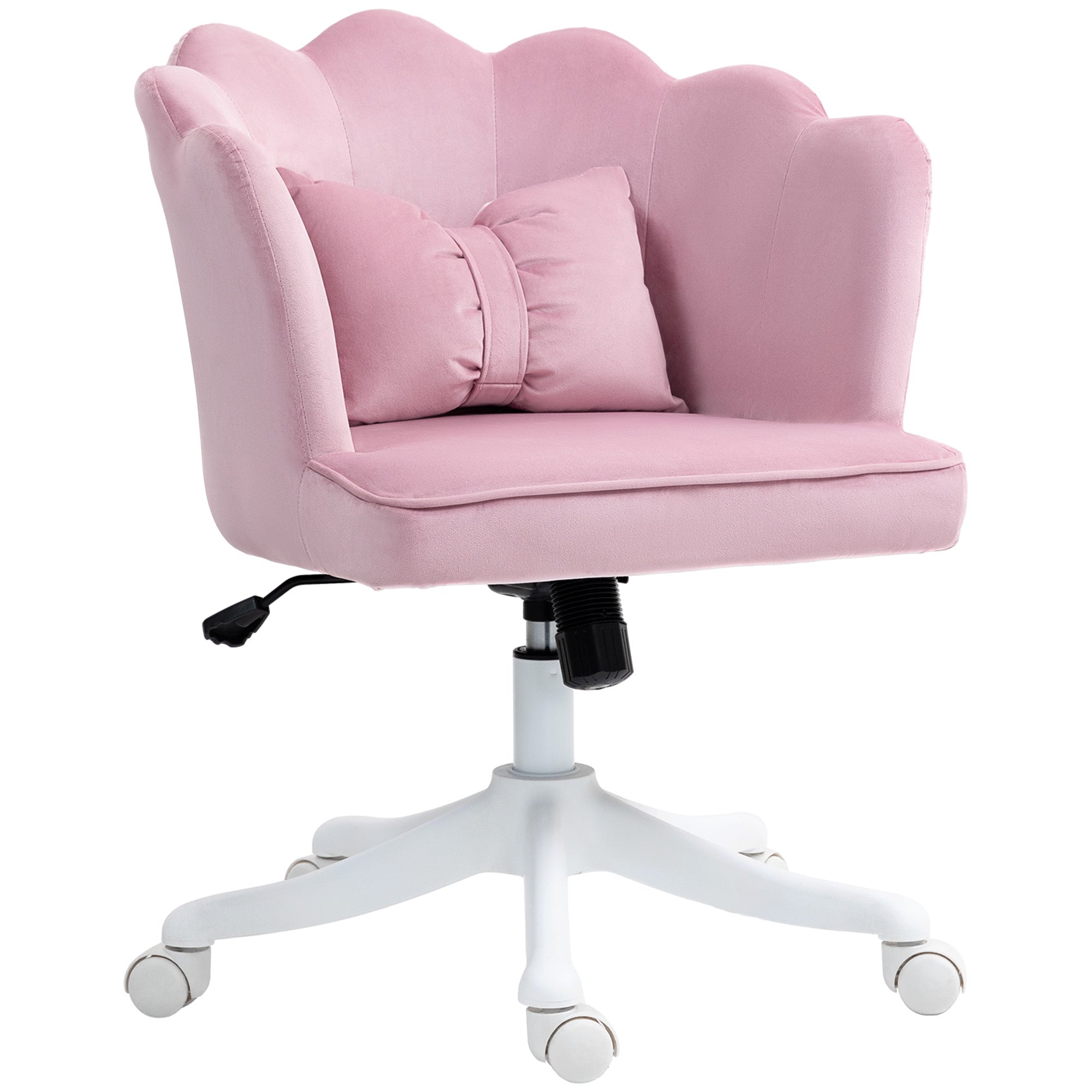 HOMCOM Velvet-Feel Petal Back Office Chair - Pink 