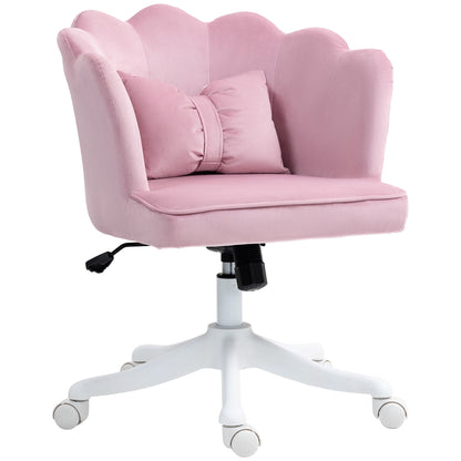 HOMCOM Velvet-Feel Petal Back Office Chair - Pink 