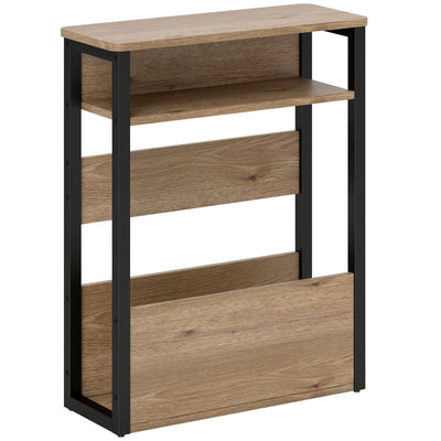 HOMCOM Industrial-Style Side Table - Black/Walnut Brown 