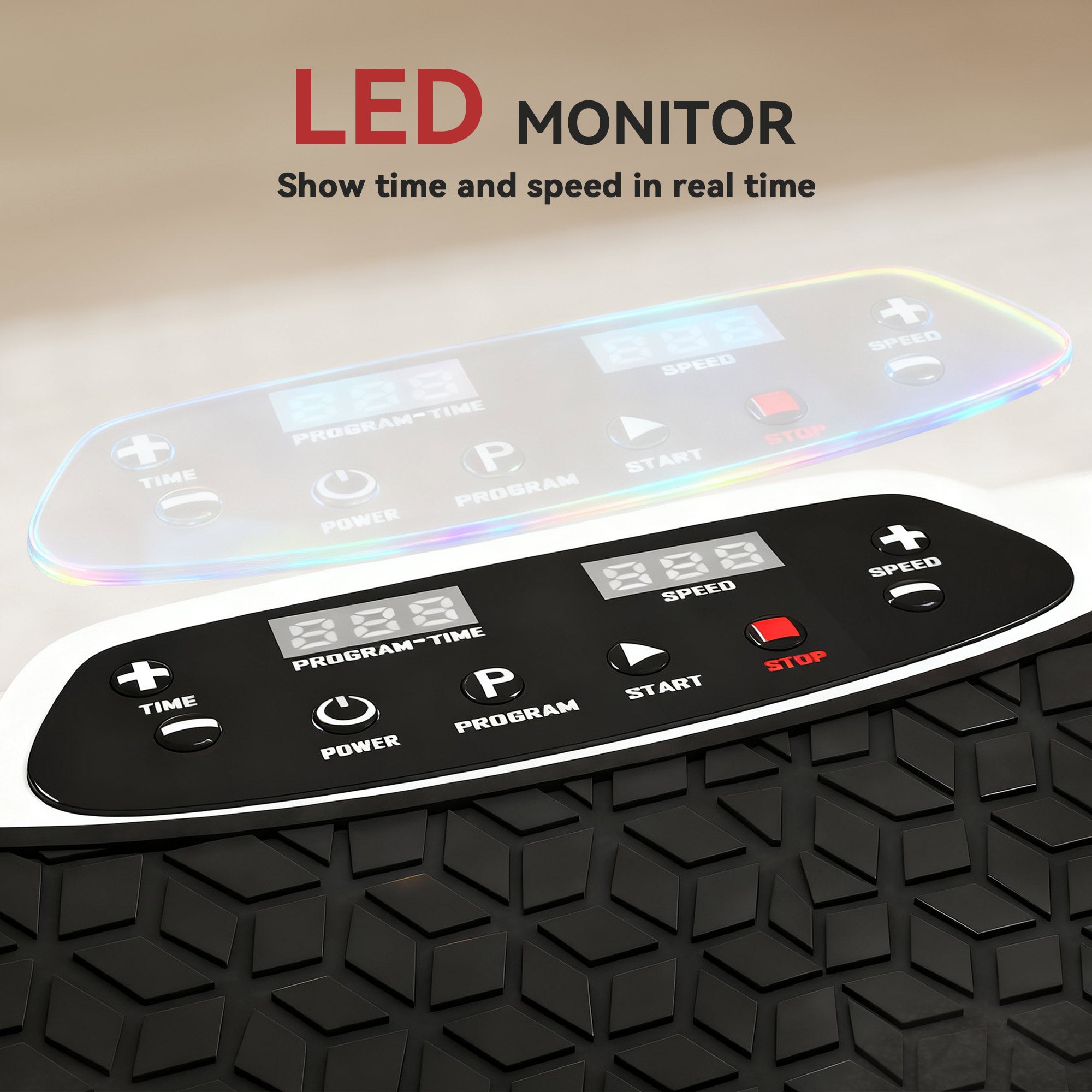 SPORTNOW Vibration Plate, with Adjustable/Removable Handle, Preset Modes, 50 Speeds 