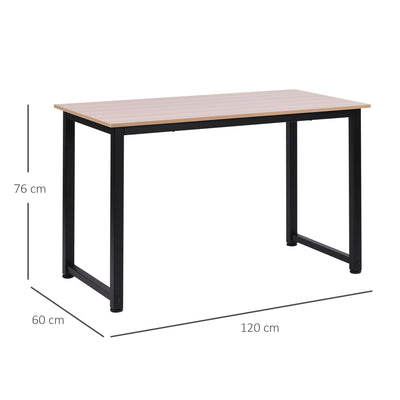 HOMCOM Computer Desk, Writing Table, 120 x 60 x 76cm Workstation for Home Office, Study with Metal Frame, Simple Assembly, Black 