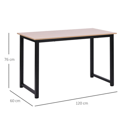 HOMCOM Computer Desk, Writing Table, 120 x 60 x 76cm Workstation for Home Office, Study with Metal Frame, Simple Assembly, Black 