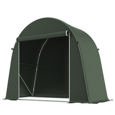 Outsunny 8 x 4 ft Garden Storage Tent, Waterproof Bike Tent with Roll-up Zipper Door and Galvanised Metal Frame, Green 