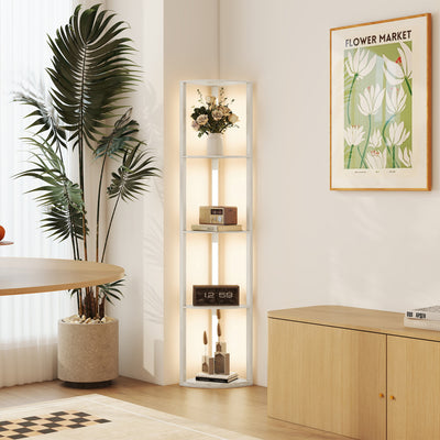 HOMCOM Corner Floor Lamp for Living Room Bedroom with Dimmable Warm White LED Light, Modern Tall Standing Lamp, Oak 