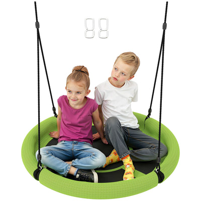 AIYAPLAY 100cm Diameter Nest Swing Seat for Kids with Height Adjustable Hanging Ropes for Outdoor, Playground, Garden, Green 