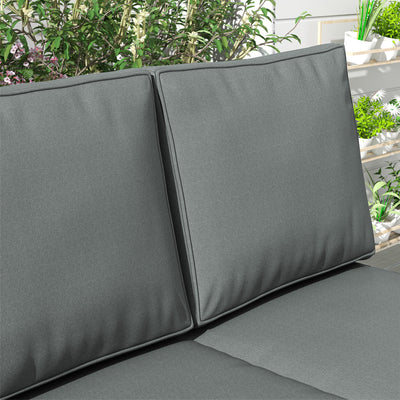 Outsunny 2 Seater Back and Seat Cushion Pillows Replacement, Patio Chair Cushions Set for Indoor Outdoor, Charcoal Grey 