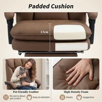 HOMCOM 155° Reclining Faux Leather Swivel Office Chair - Brown 