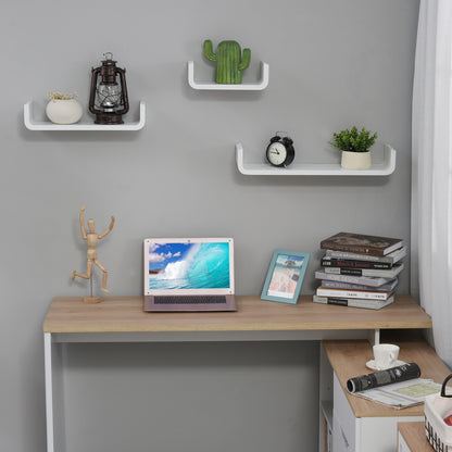 HOMCOM Floating Shelves, Set of 3 Wall Shelf, Shelves for Wall Invisible Mounting, Bedroom Living Room, White 