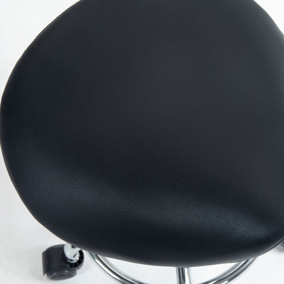 HOMCOM Salon Saddle Stool, Rolling Saddle Chair for Massage, Spa, Clinic, Beauty, Hairdressing and Tattoo, Black 
