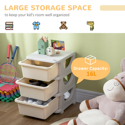 HOMCOM Three-Tier Kids Storage Boxes, with Three Drawers - White 