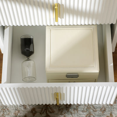 HOMCOM Elegant Chest of Two Drawers - White/Gold-Tone 