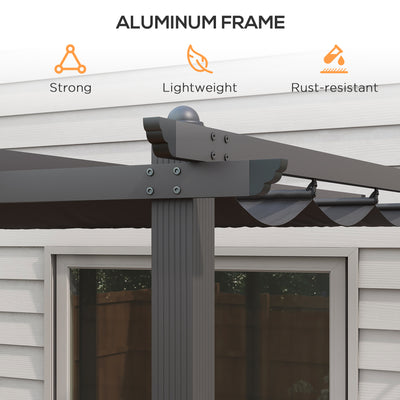 Outsunny 3 x 4m Aluminium Pergola, with Retractable Roof - Dark Grey 