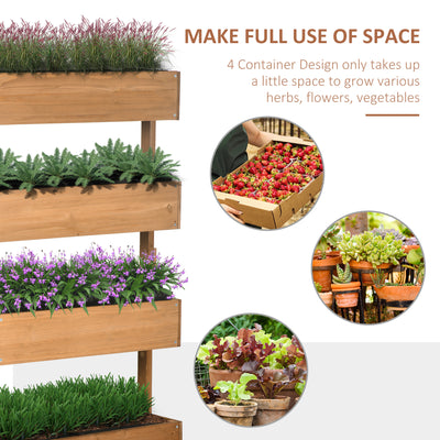Outsunny Four-Tier Basket Wooden Plant Stand - Orange 