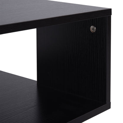 HOMCOM Side Table Square Coffee Table Modern End Table with 2 Tier Storage Shelves for Living Room, Bedroom, Black 