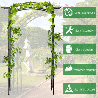 Outsunny 211cm Height Metal Garden Arch Arbor for Wedding Decor for Climbing Plants and Outdoor Decoration 