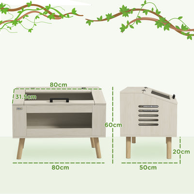 PawHut 111L Vivarium for Snakes, Lizards, Horned Frogs, Chameleons, Hamsters, Gerbils with Tempered Glass Windows 