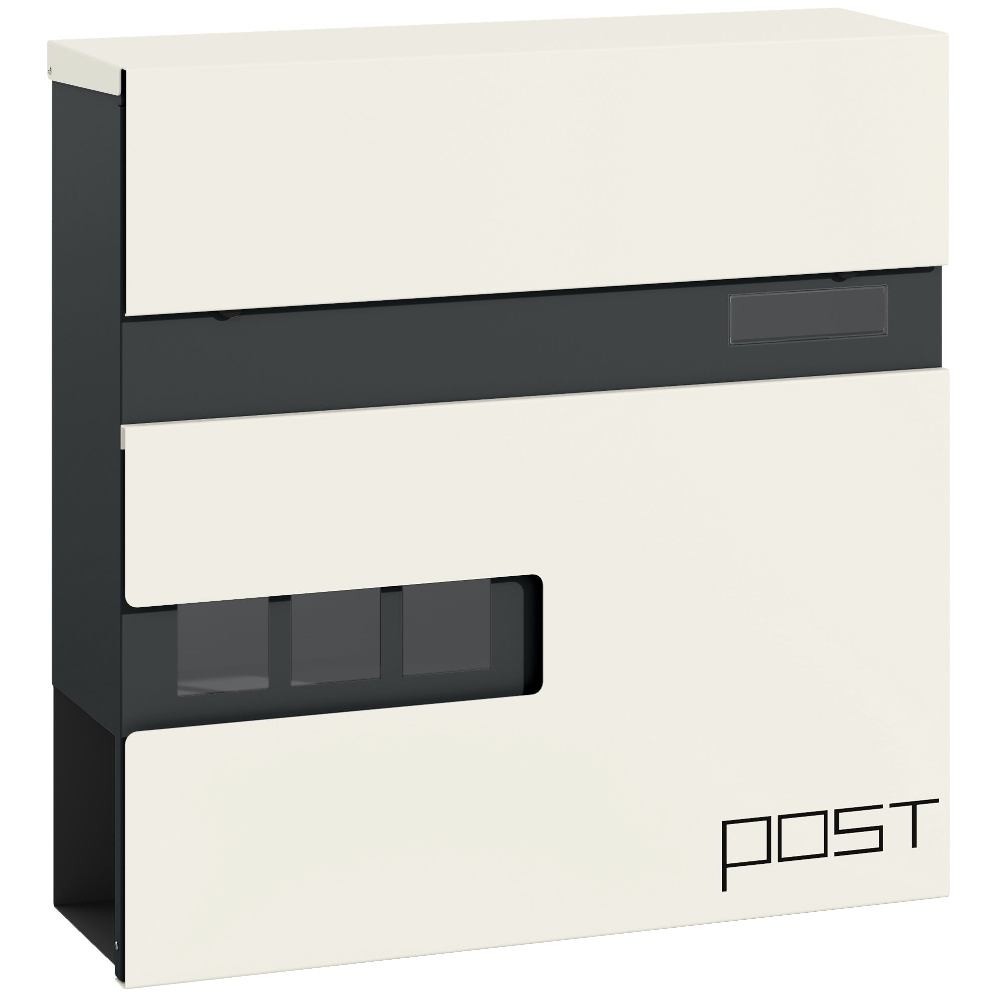 HOMCOM Locking Galvanised Steel Letterbox - White/Black 