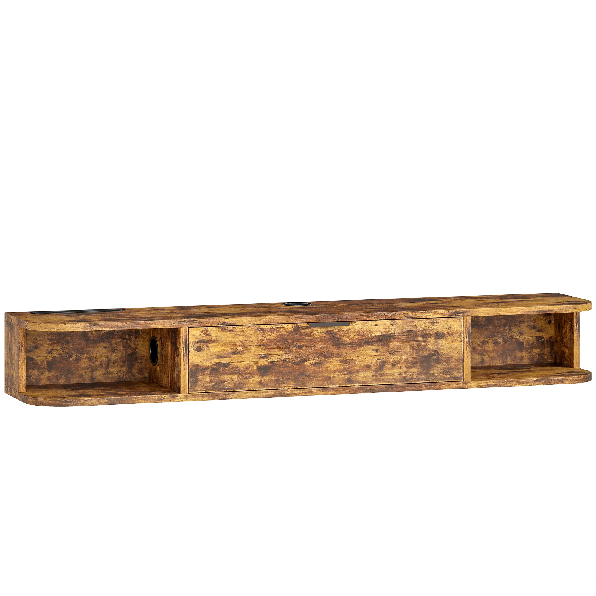HOMCOM 120 cm Floating TV Unit for TVs up to 50 Inch - Rustic Brown 
