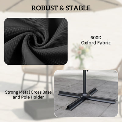 Outsunny Garden Parasol Base 80 kg Sand Filled Heavy Duty Stand for Cantilever Umbrellas and 48 mm Poles Black 