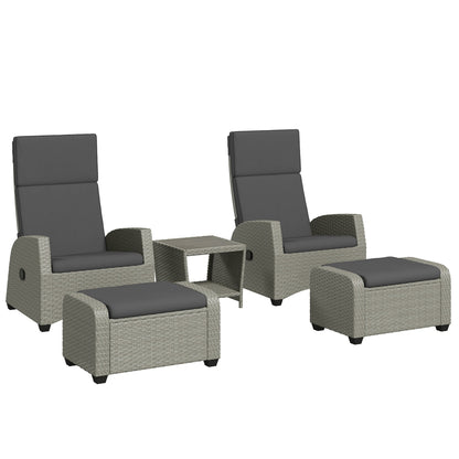 Outsunny 5-Piece Rattan Garden Furniture Set with Cushions - Charcoal Grey 