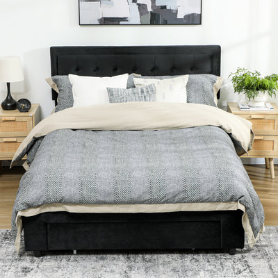 HOMCOM King Size Ottoman Bed Frame, with Front Drawer - Black 