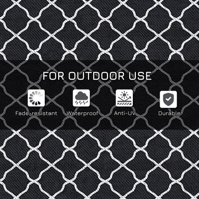 Outsunny Reversible Outdoor Rug, Plastic Straw Mat w/ Carry Bag Ground Stakes for Garden RV Picnic Beach Camping 182x274cm Black 