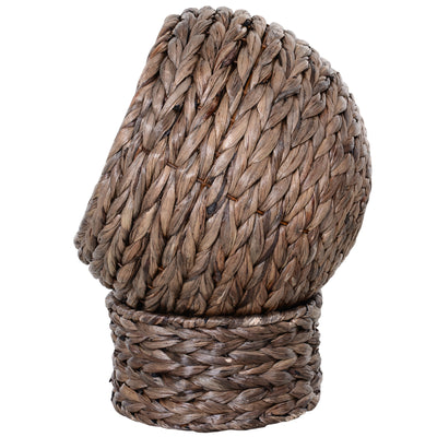 PawHut Wicker Cat Bed, Raised Rattan Cat Basket with Cylindrical Base, Soft Washable Cushion, 42 x 33 x 52cm - Brown 