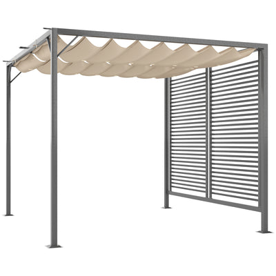 Outsunny 3 x 2.8m Metal Pergola, with Retractable Fabric Roof - Beige 