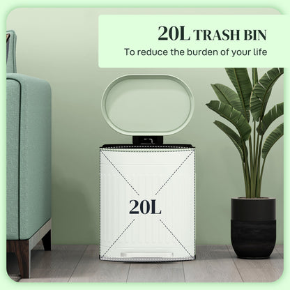 HOMCOM 20L Metal Kitchen Bin, with Soft-Close Lid - Light Green 