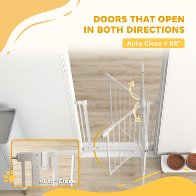 PawHut Baby Gate, Pet Safety Gate Pressure Fit, 76-82cm Wide with Two-Way Open, One-Hand Opening 