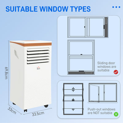 HOMCOM 10000 BTU Air Conditioning Unit, 3-in-1 Portable Air Conditioner, Dehumidifier, Cooling Fan with Remote, LED Display, 2 Speeds, 24H Timer, Window Venting Kit, 18m² 
