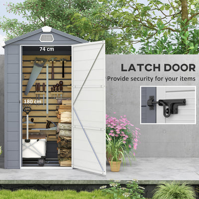 Outsunny 4.4ft x 3.3ft size Aluminium Frame and Plastic Wall Shed, with Foundation - Grey 