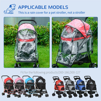 PawHut Rain Cover for Dog Pram Stroller, with Front and Rear Entry 