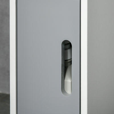 kleankin Modern Bathroom Storage Cabinet, Freestanding Tall Bathroom Cabinet with Open Shelves and 3 Cupboards with Door, for Bedroom Hallway, Grey 