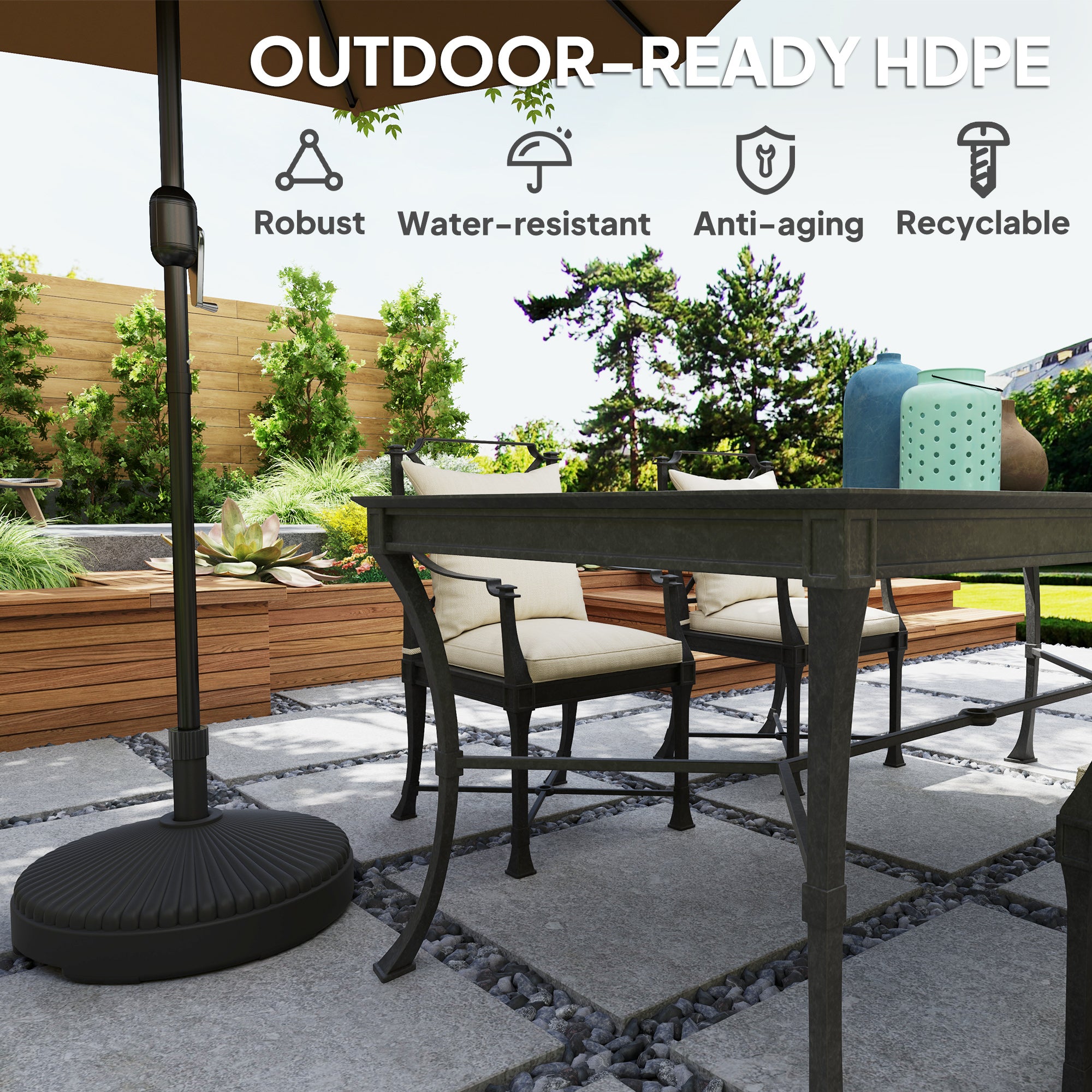 Outsunny Garden Parasol Base Holder, 28kg Sand Filled, 23kg Water Filled, Sun Umbrella Base, Φ55 x 30H cm Black 