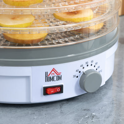 HOMCOM 5 Tier Food Dehydrator, 245W Food Dryer Machine with Adjustable Temperature Control for Drying Fruit, Meat, Vegetable, Jerky and Pet Treat, White 