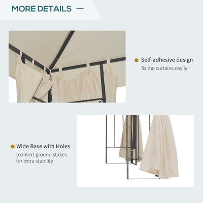 Outsunny 3 x 3 m Garden Gazebo Double Roof Marquee Patio Wedding Party Tent Canopy Shelter with Sidewalls, (Beige) 