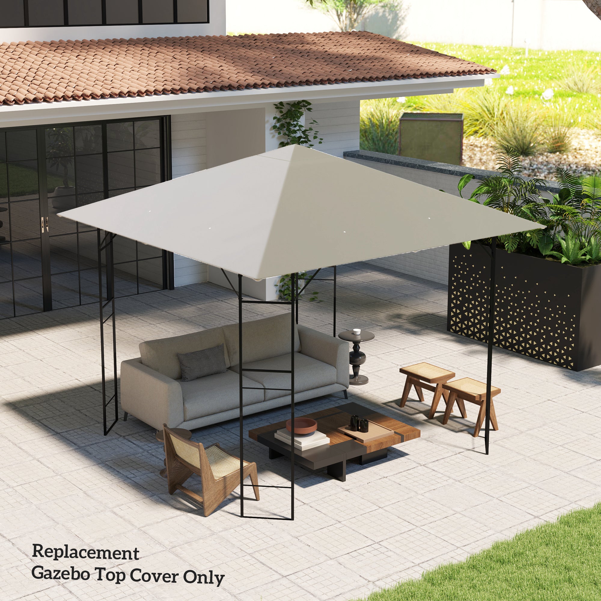 Outsunny 3 x 3(m) Gazebo Canopy Replacement, for 01-0867 - Light Grey 