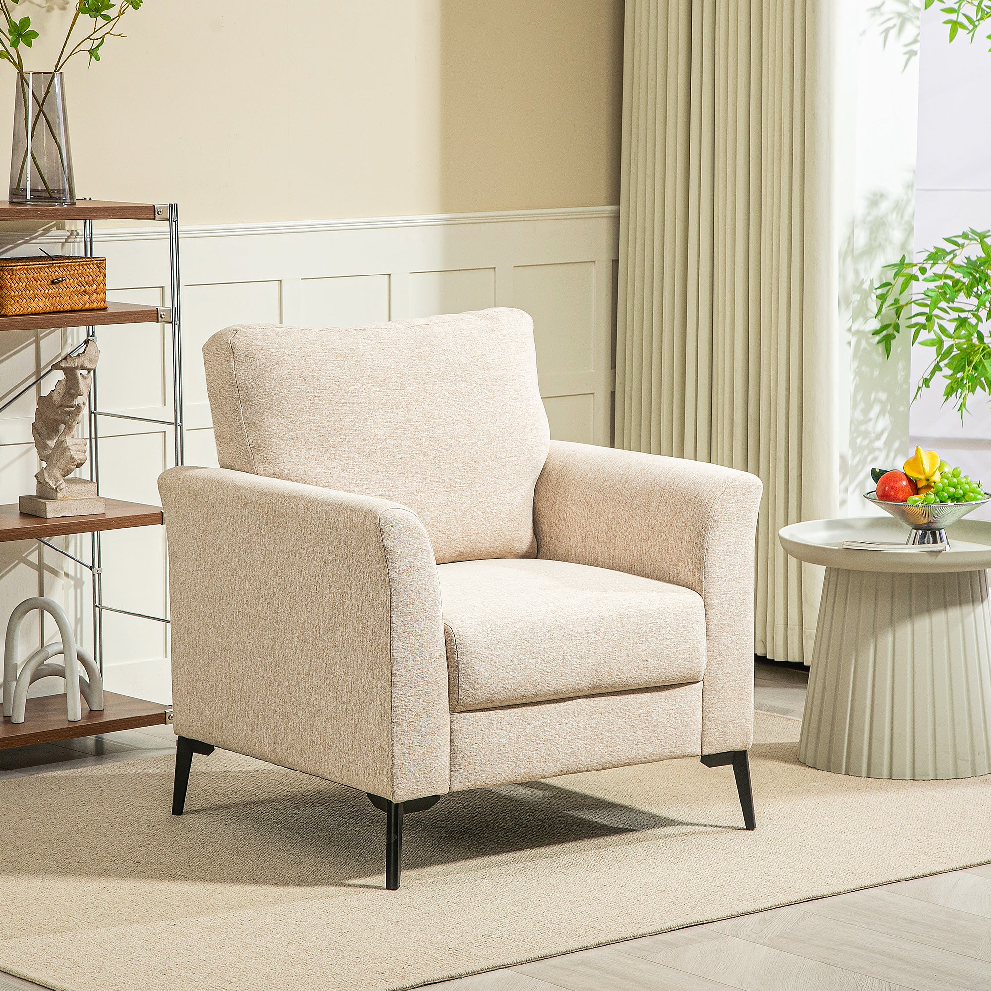 HOMCOM Linen-Look Armchair - Beige 