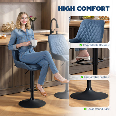 HOMCOM Set of Two Faux Leather Retro Bar Stools - Dark Blue 