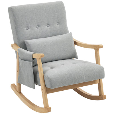 HOMCOM Wood Frame Rocking Accent Chair - Light Grey 