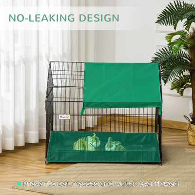 PawHut Rabbit Cage Guinea Pig Playpen Small Animal House for Kitties Puppies, w/ Water Proof Oxford Roof Floor 90 x 75 x 75 cm 